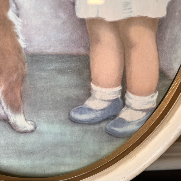 Vintage 1930’s Bessie Pease Gutmann ‘The Reward’ Oval Framed Litho of girl givin - Picture 4 of 8